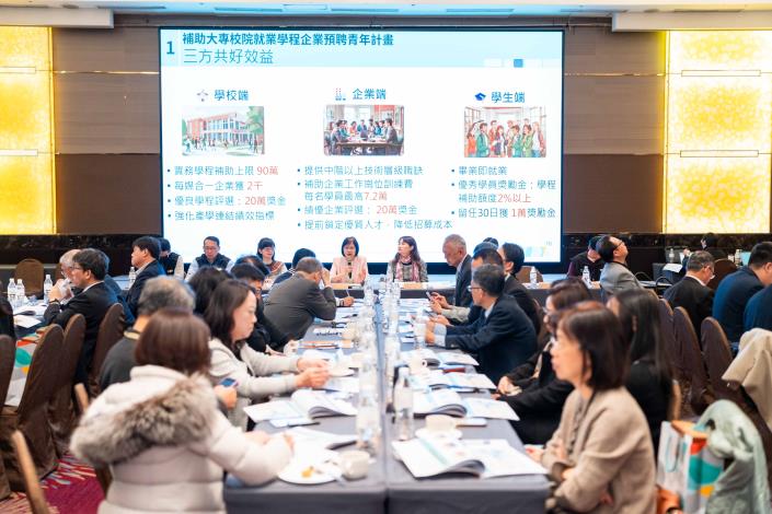 「大專校院校長聯繫交流會」由勞動力發展署黃齡玉署長主持，聚焦青年就業、跨域培育及產學合作議題。_Instructions for literal