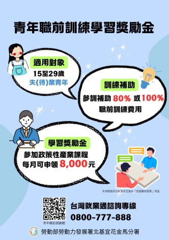 15至29歲失(待)業青年參加政策性產業職訓，可申領學習獎勵金_Instructions for literal