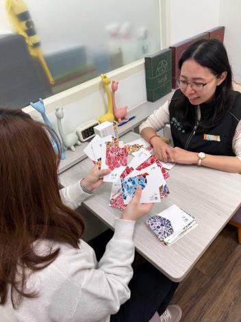 圖2-3就業服務人員運用職涯牌卡協助民眾重新檢視個人特質及價值觀_Instructions for literal