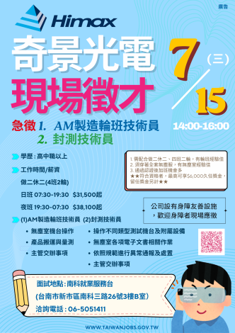 1150715(三)14-16奇景光電徵才南科就服台_Instructions for literal